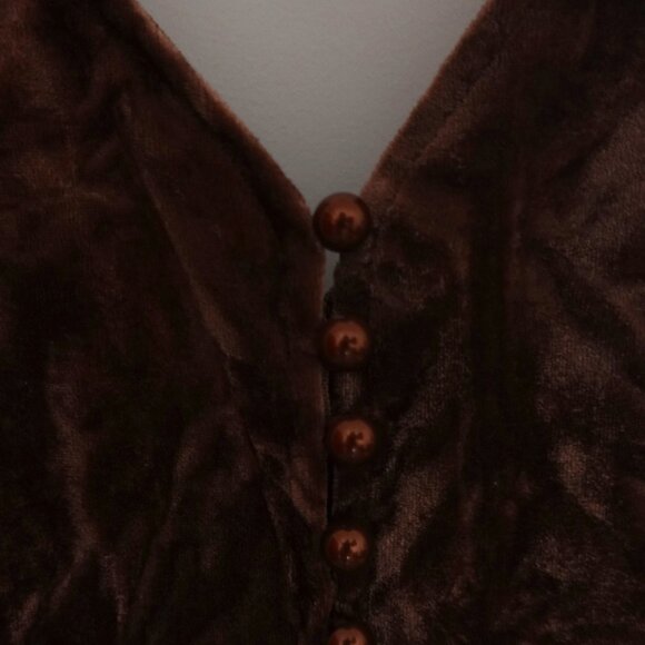 NWT UO Silence + Noise Corina Velvet Short Sleeve Mini Dress Chocolate Sz Small - Picture 12 of 13